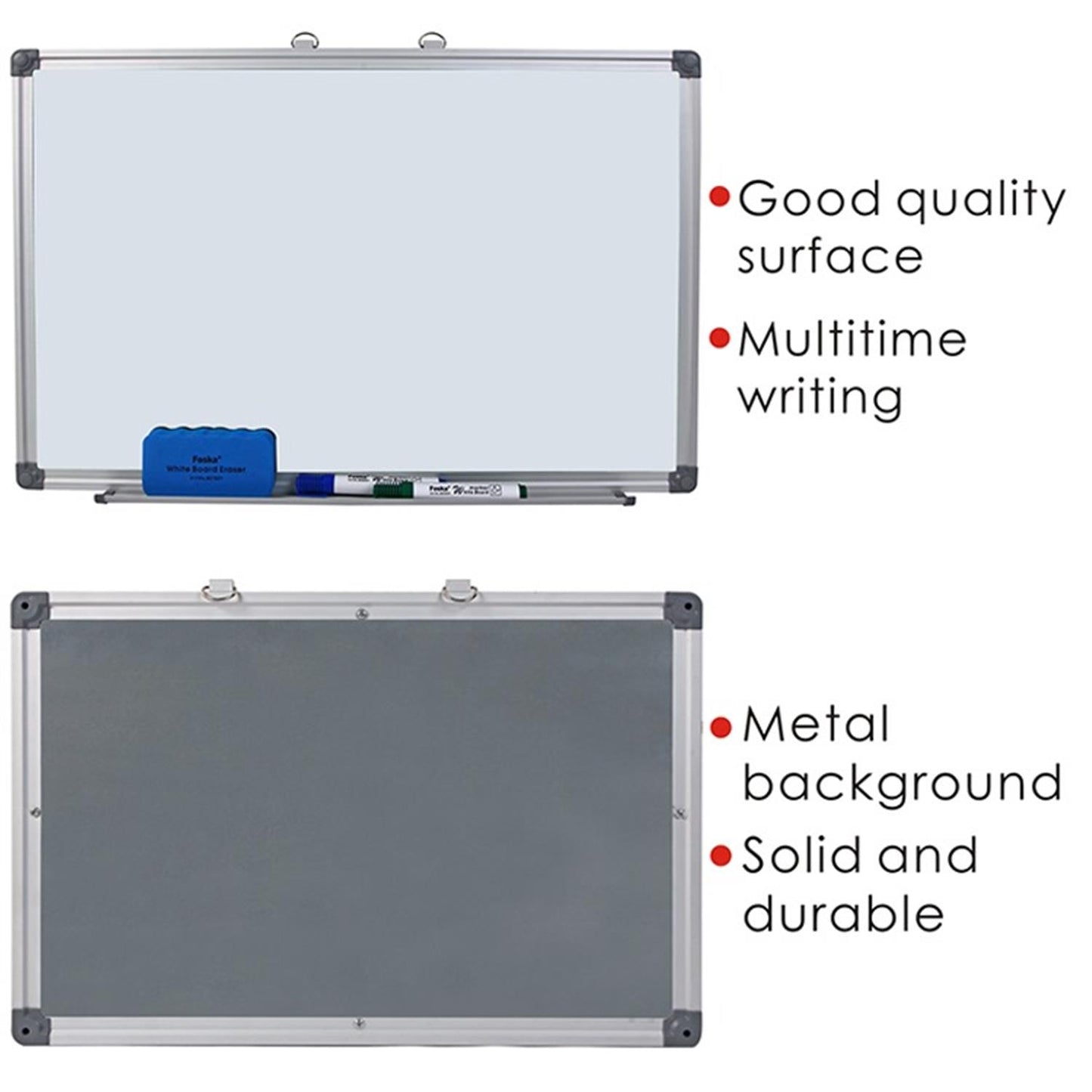 Aluminum Frame Magnetic Horizontal Vertical Whiteboard 45 x 60cm