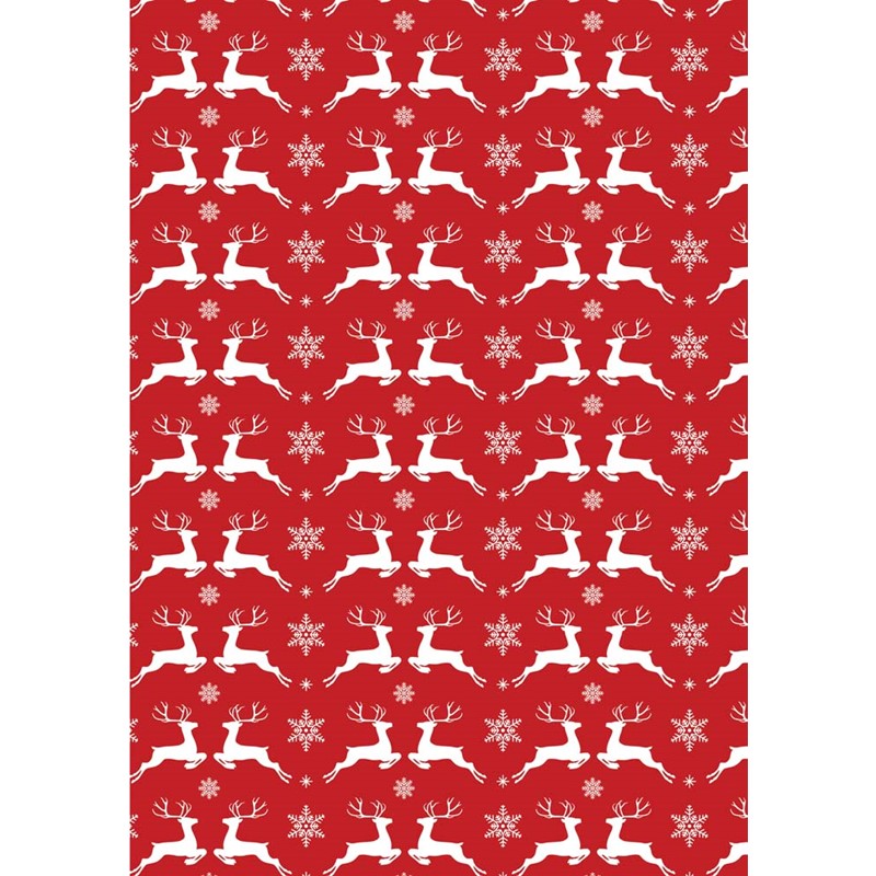 Single 4m Red and White Scandi Design Christmas Gift Wrap Roll