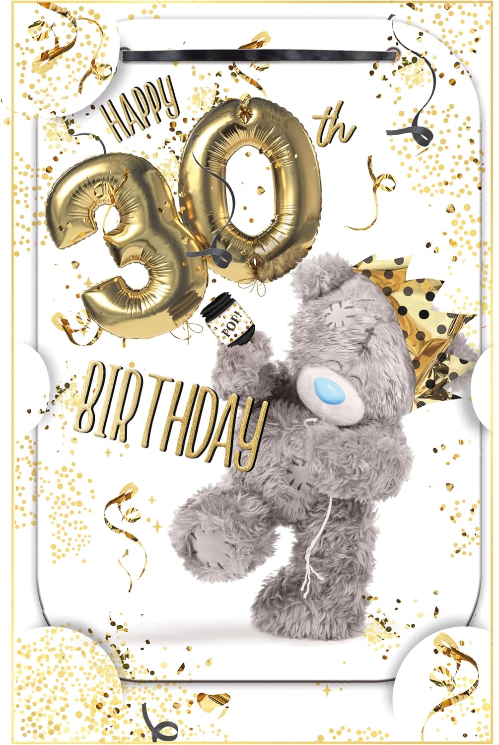 Bear With Balloons 3D Photo Finish Keepsake 30th Birthday Card