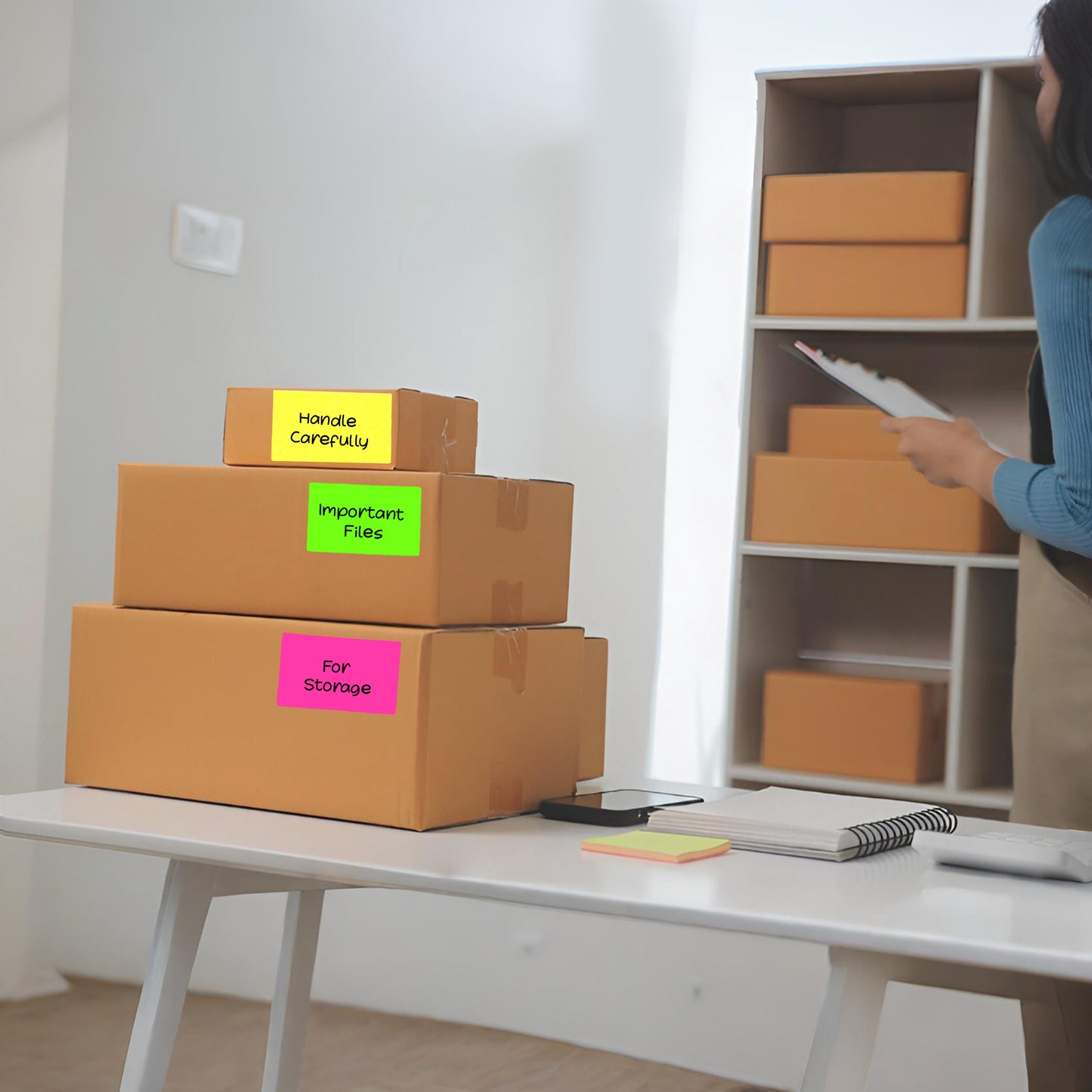 Pack of 96 Fluorescent Green 50x80mm Rectangular Labels