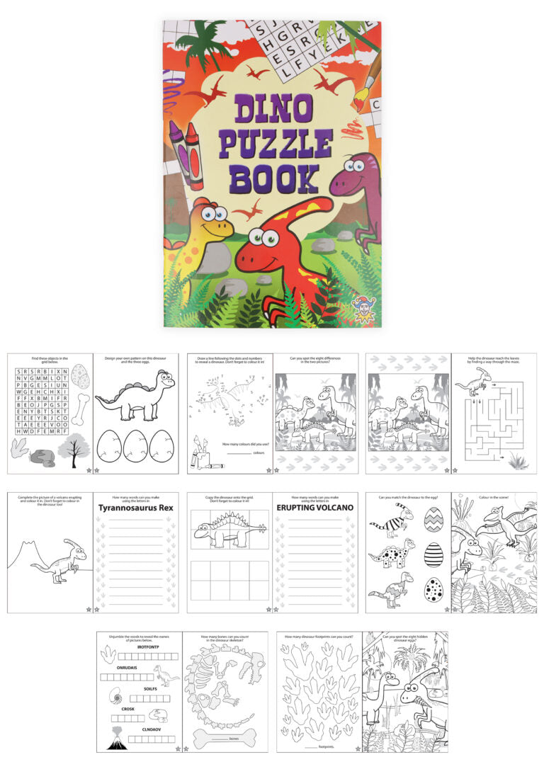 Pack of 12 Mini Dinosaur Puzzle Books (10.5×14.5cm)