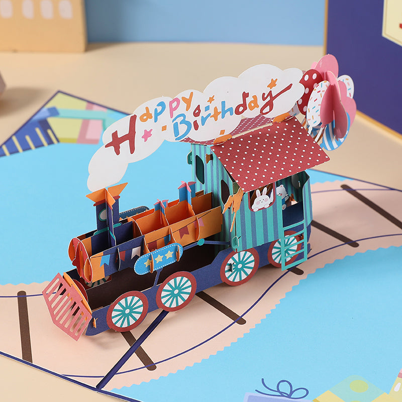 Train Full of Wishes 3D Pop Up Birthday Card