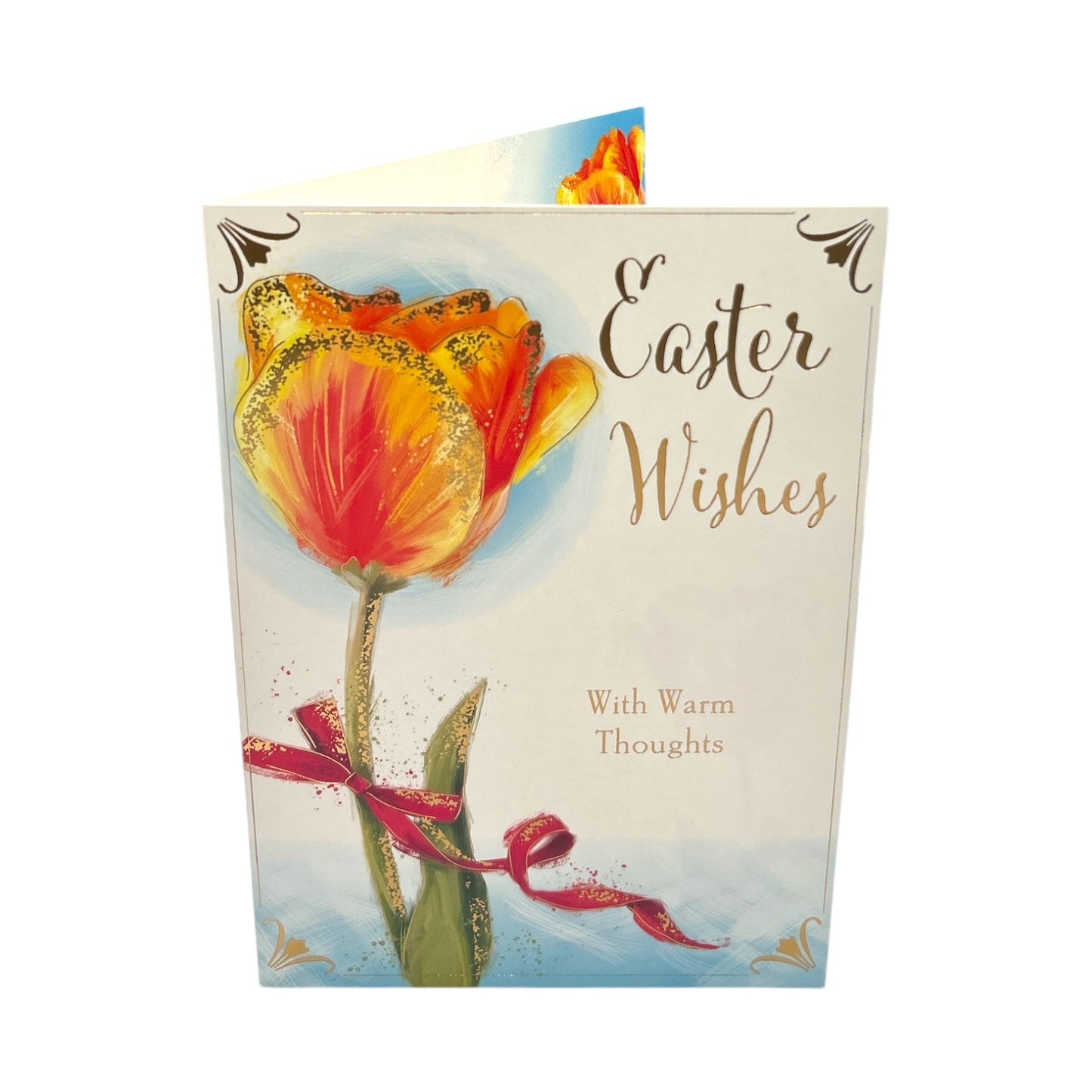 With Best Wishes Warm Thoughts Beautiful Yellow Tulip Flower Design Easter Card