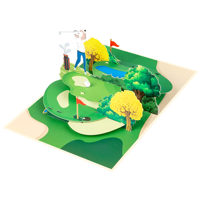 Swing Into Joy Golfer’s Celebration 3D Pop Up Greeting Card