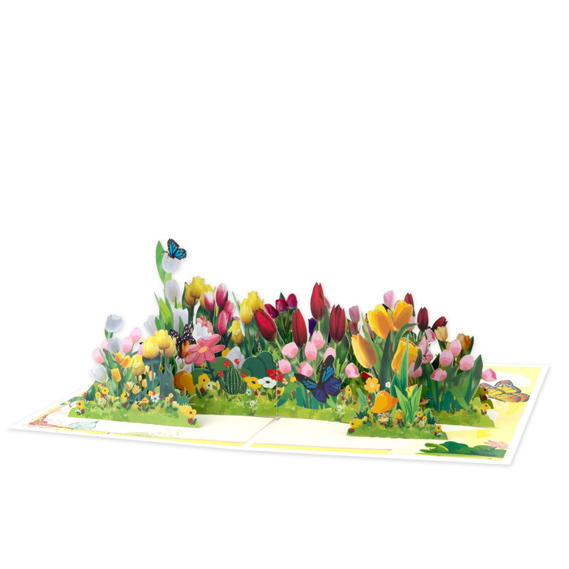 Garden of Joy Colorful Tulips 3D Pop Up Greeting Card