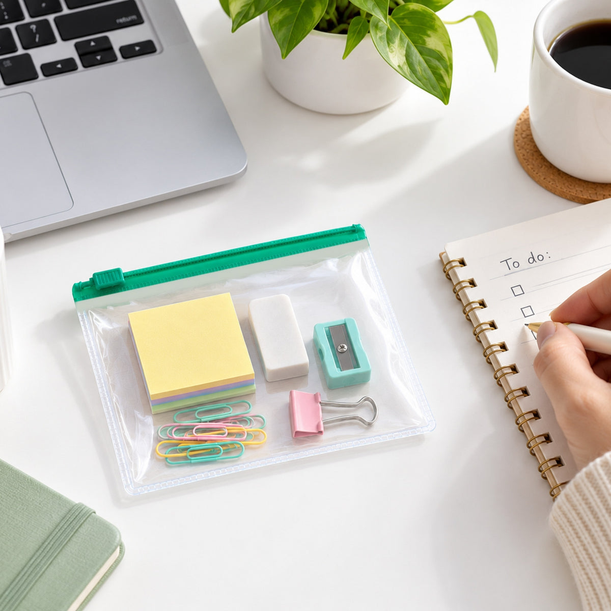 Pack of 12 A6 Clear Zippy Bags with Orange Zip