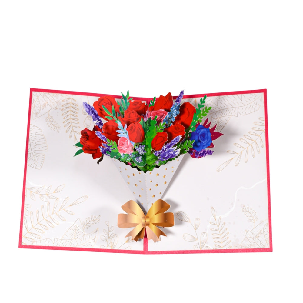 Lavender & Roses Elegant Bouquet Pop Up Greeting Card - Mother's Day Anniversary Birthday