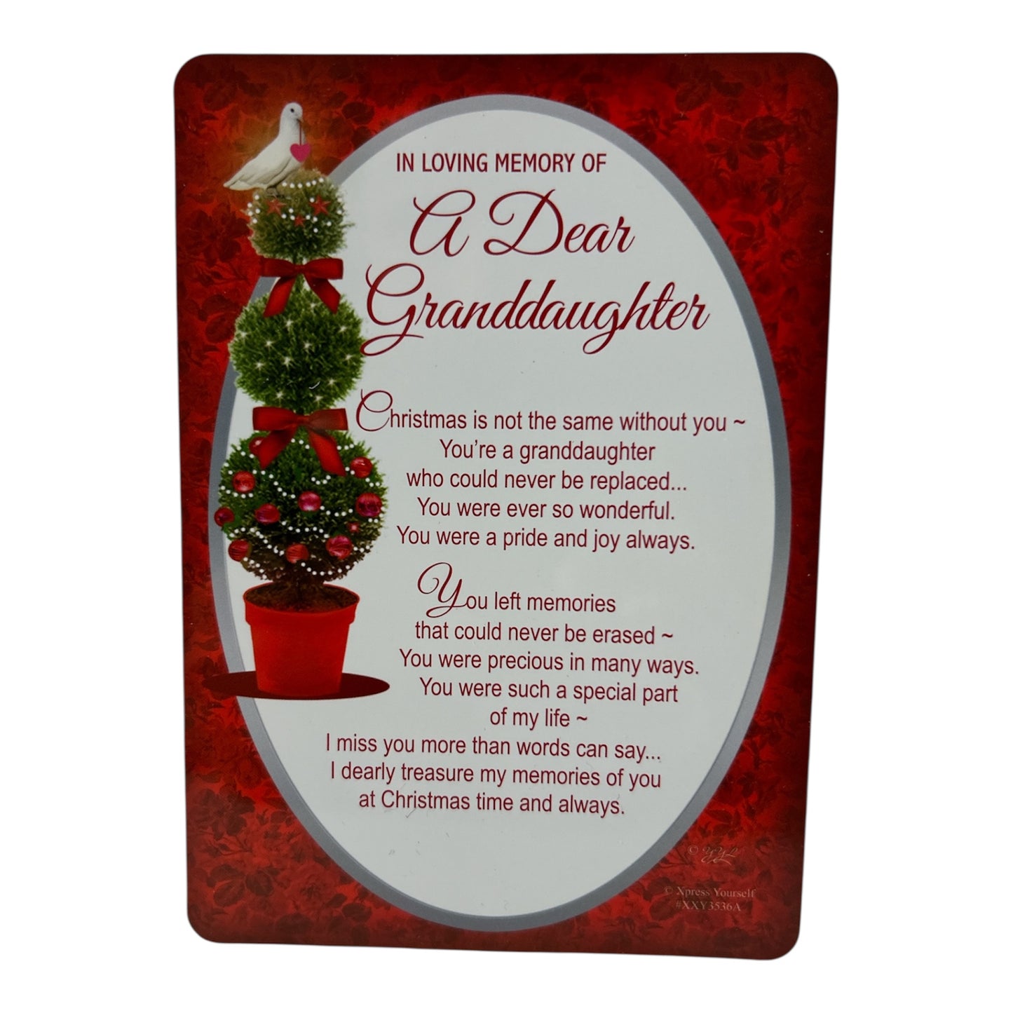 In Loving Memory of a Dear Granddaughter Christmas Graveside Keepsake Card