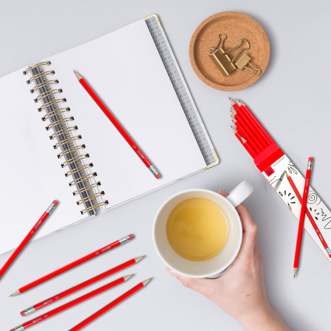 Pack of 12 Janrax HB Pencils with Erasers