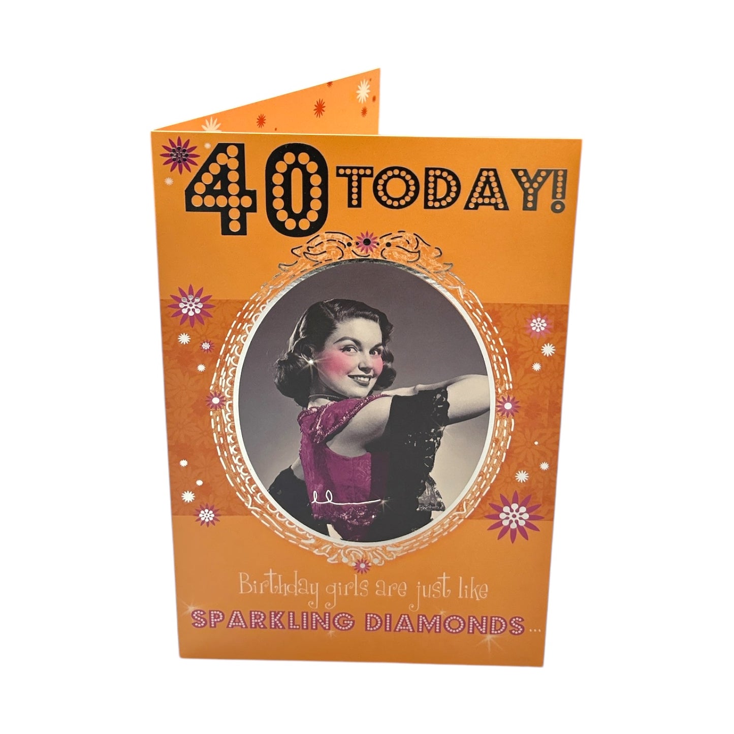 40th Female Sparkling Diamond Witty Words Birthday Card