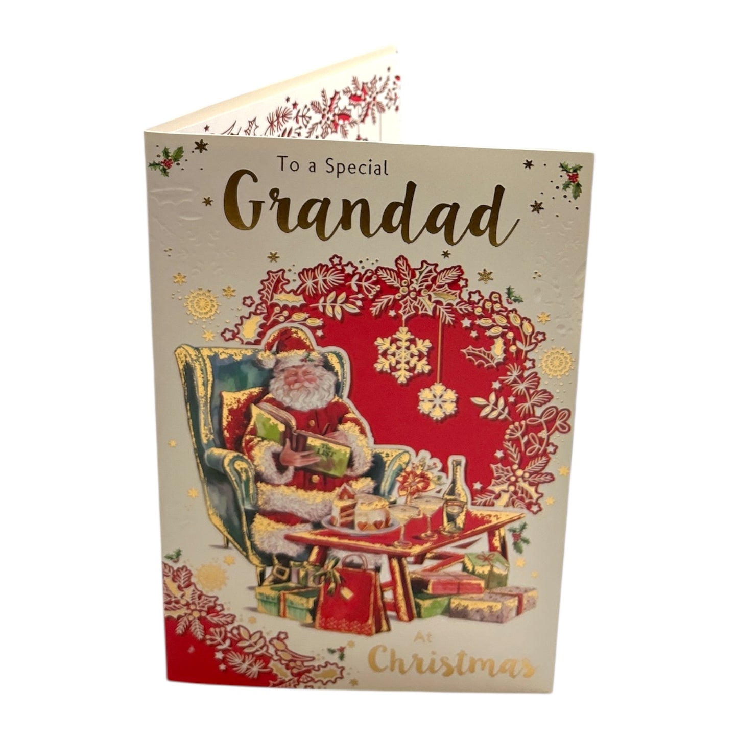 Santa Reading Book Design To a Special Grandad Christmas Card