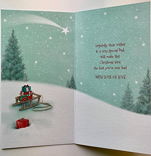 Fantastic Dad At Christmas Penguin With Gift Box Glitter Xmas Card