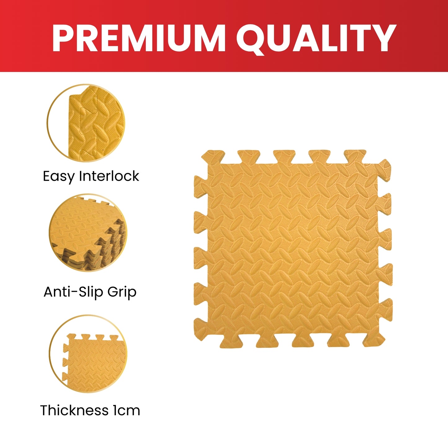Pack of 4 30x30cm Beige Coloured 1cm Thick EVA Foam Mats