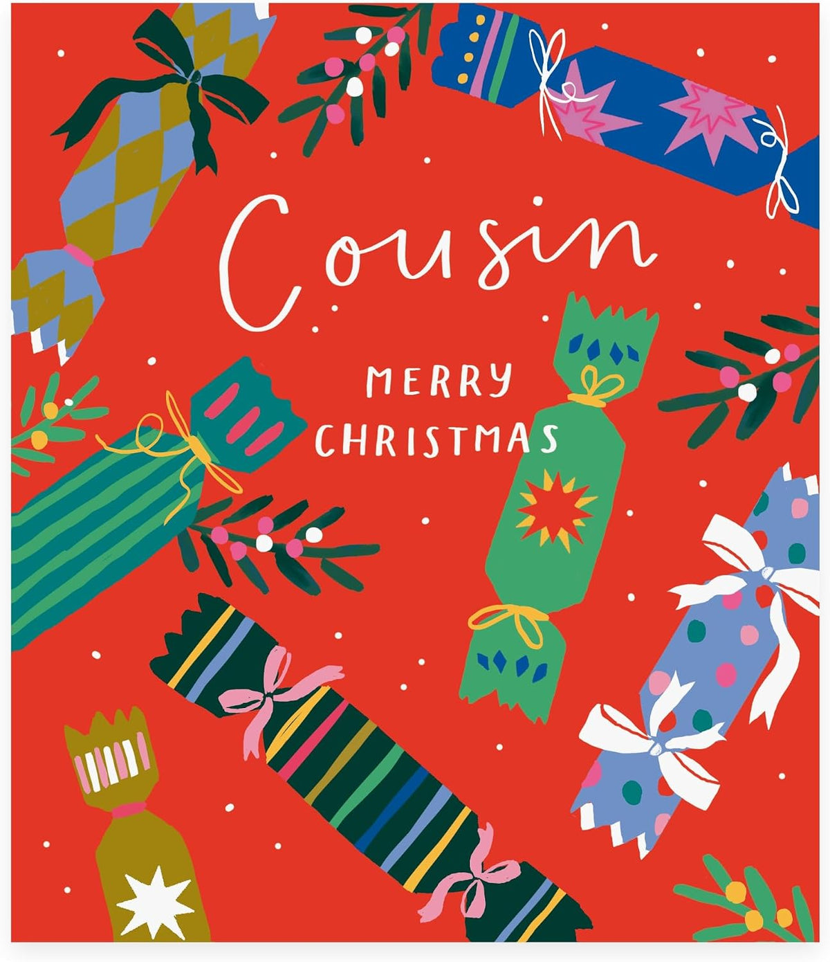 Crackers Design Cousin Christmas Card