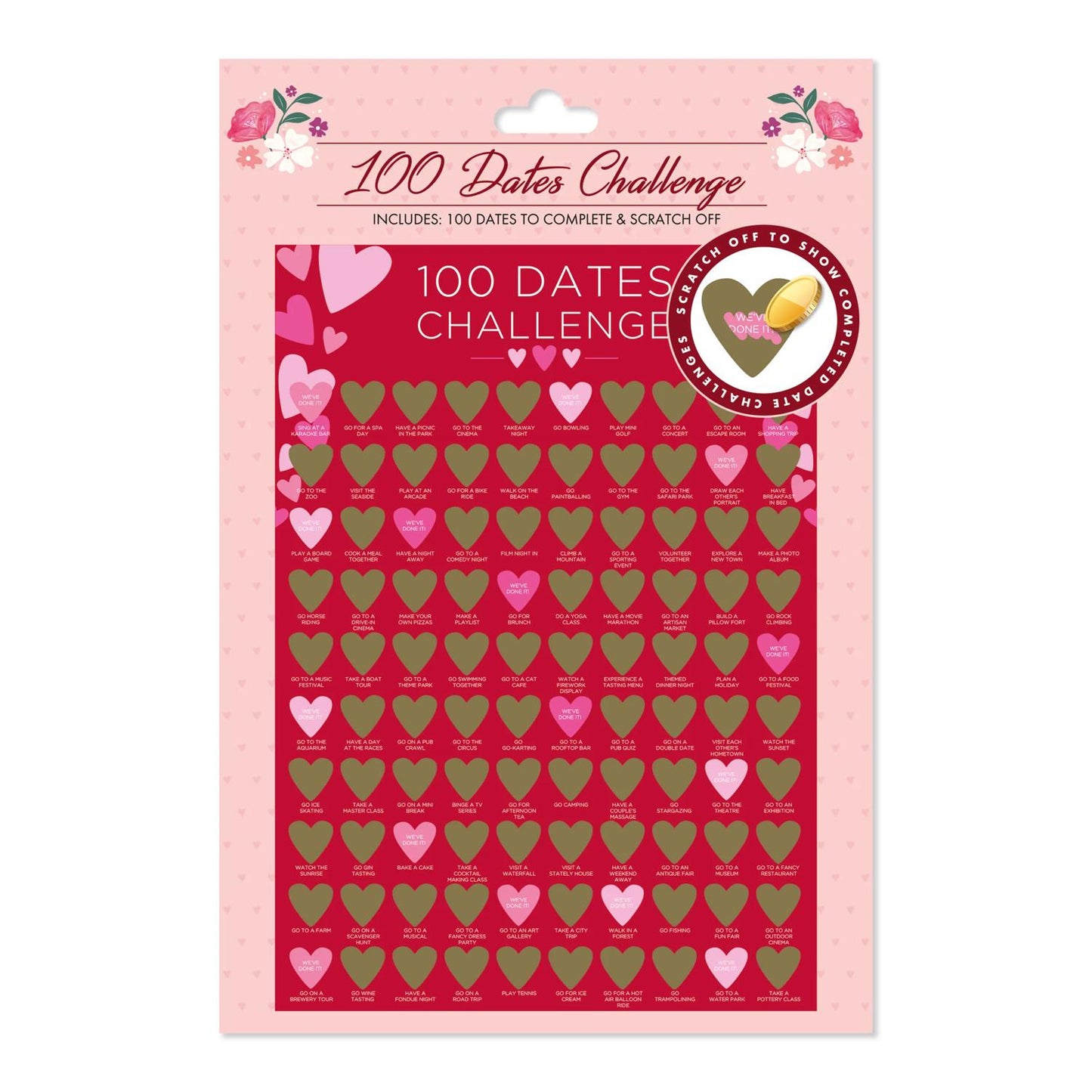 Valentine's 100 Dates Challenge Scratch Poster