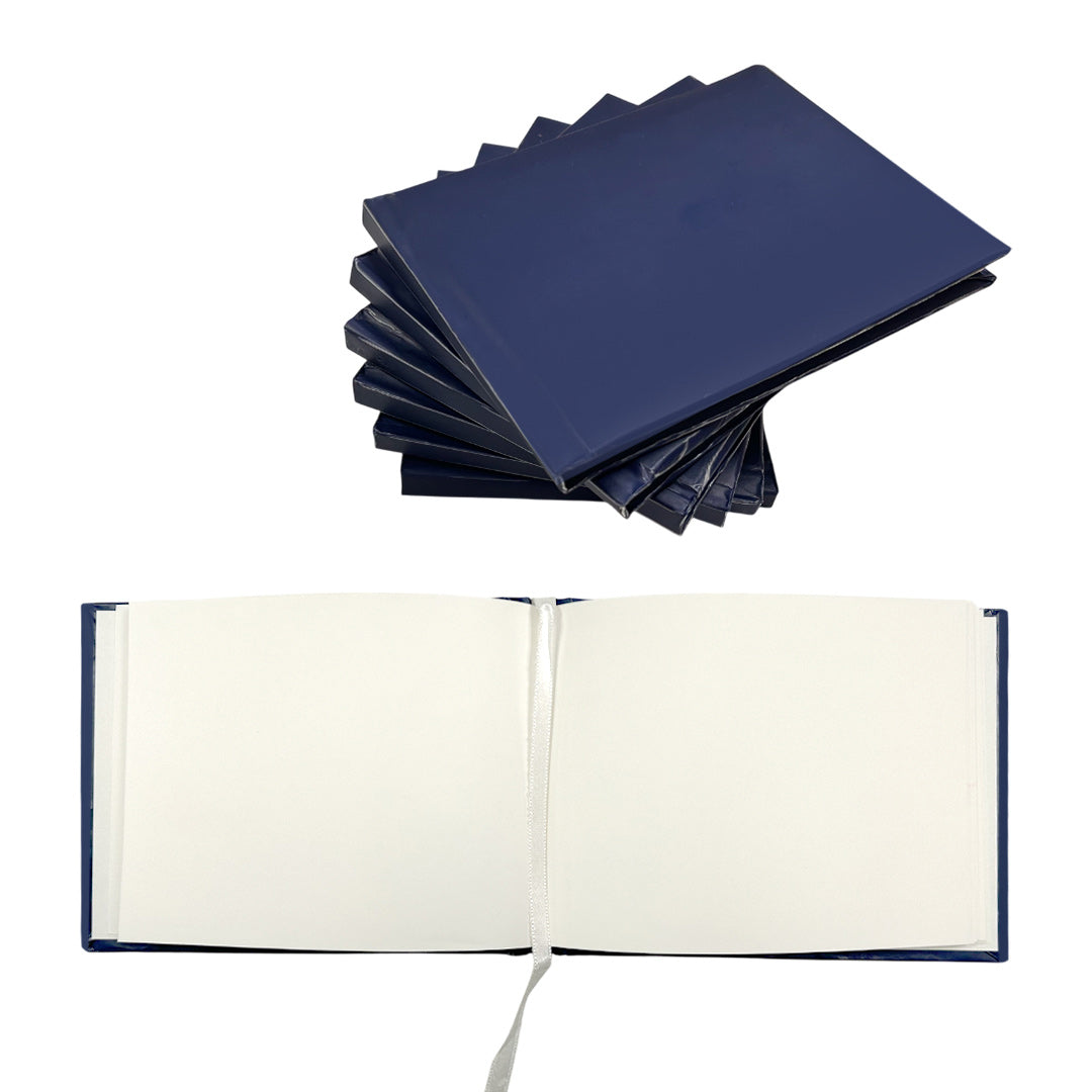 Pack of 24 Plain Cover 100 Pages Navy Blue Autograph Books – School Leavers Signature, End of Term Memory Book