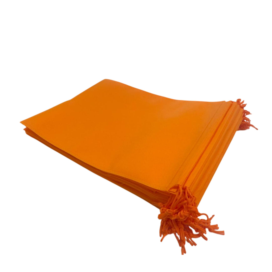 Pack of 100 Orange Coloured 32x22cm Non-Woven Drawstring Bags