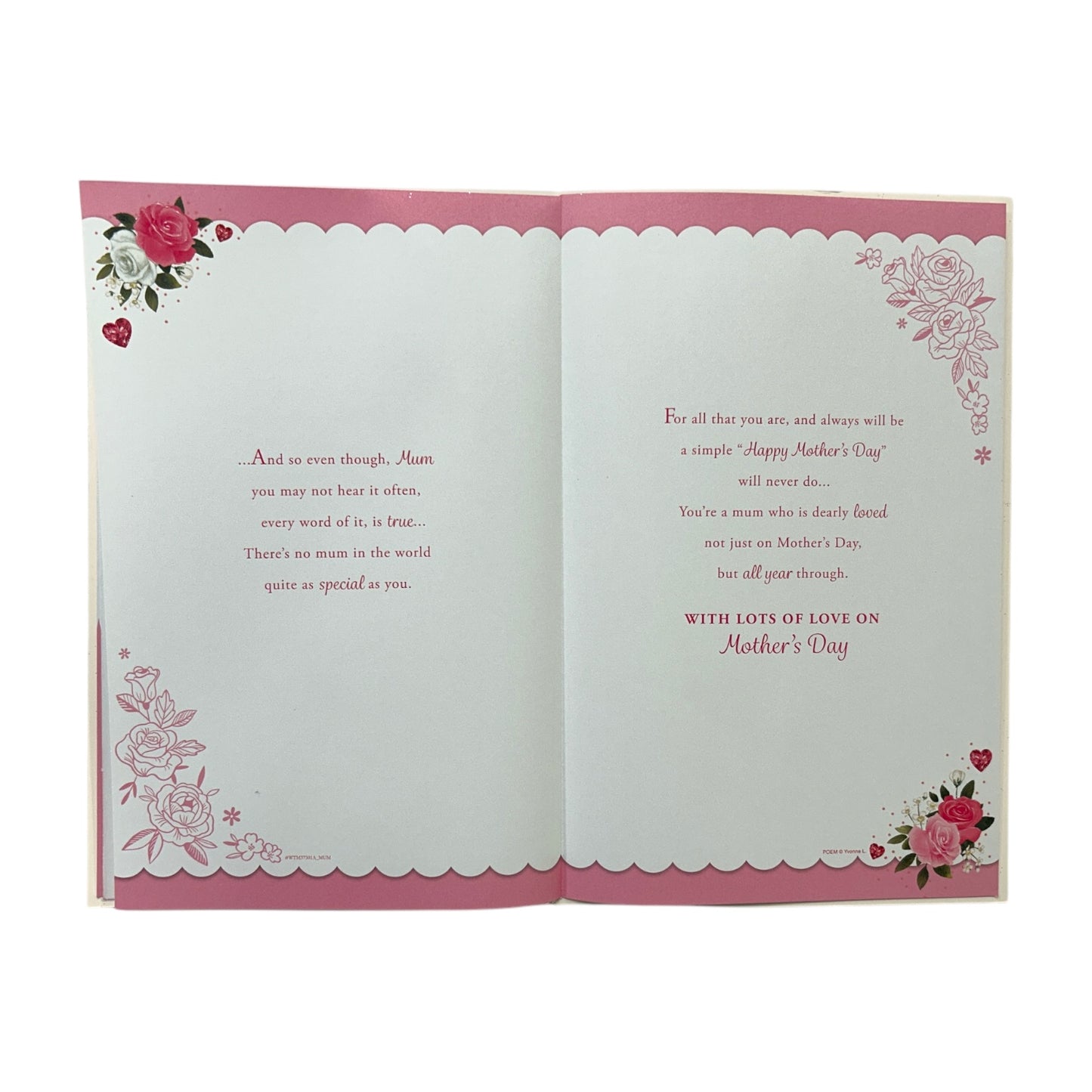 For Special Mum 8 Page Insert Luxury Mother's Day Card