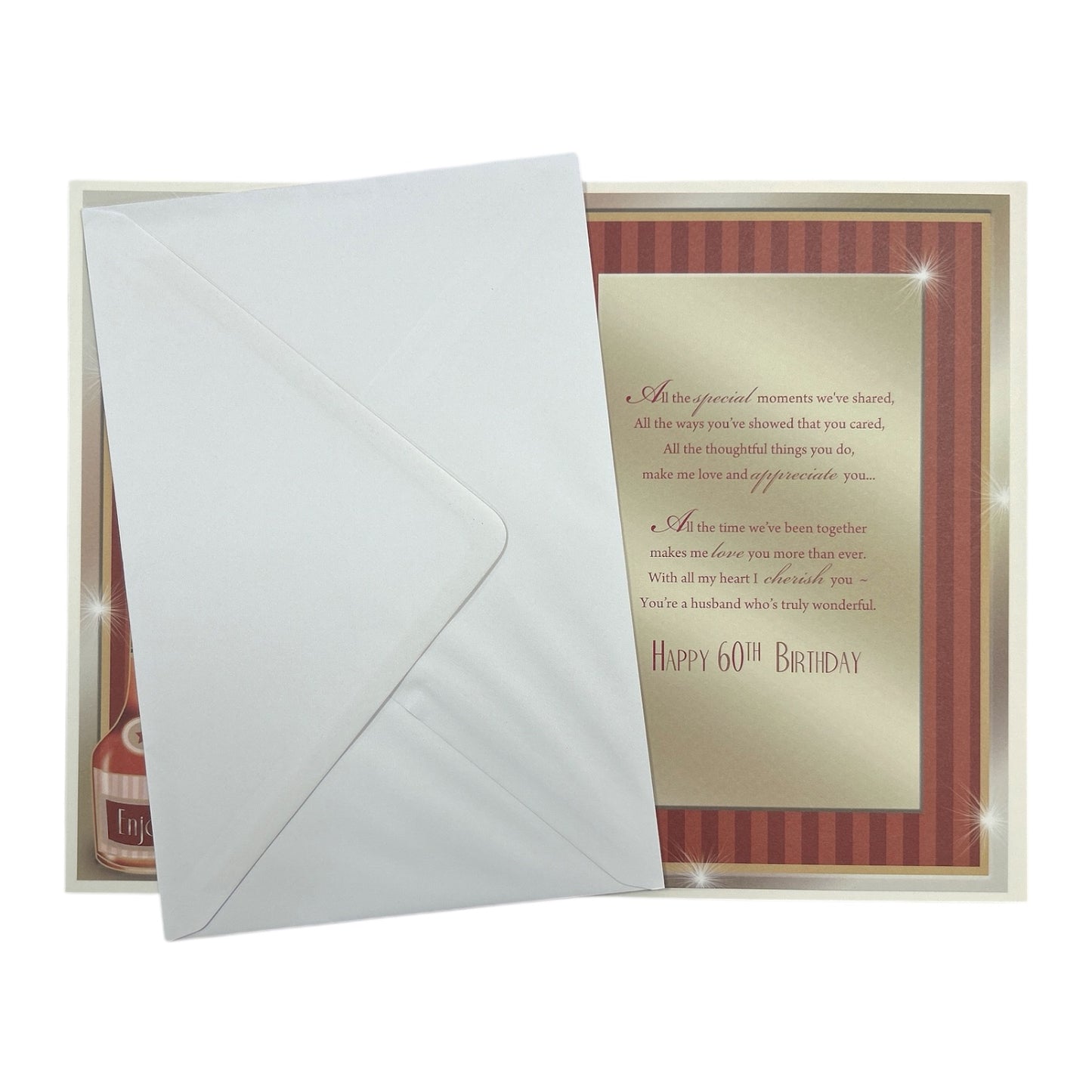 To Husband 60th Birthday Bottle & Glass of Wine Design Greeting Card