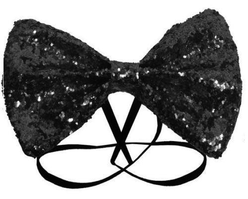 Bow Tie Glitter 12 x 7cm Black