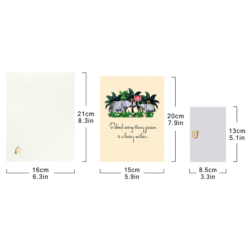 Elephants in Green Foliage Scene Celebrating Mother’s Day 3D Pop Up Card