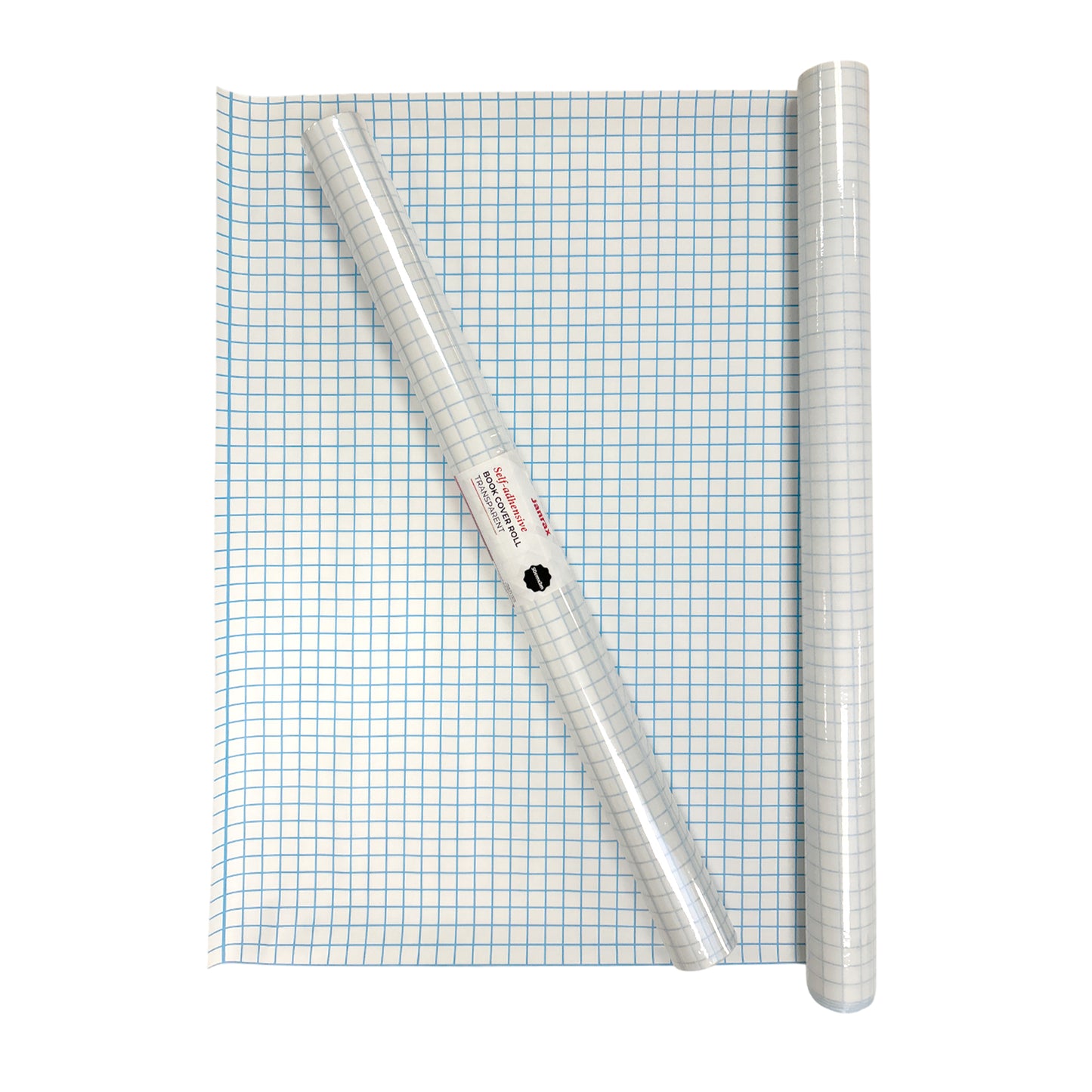 Pack of 12 Janrax 50cm x 3m Clear Glossy CPP 0.06mm Thick Self-Adhesive Book Cover Rolls