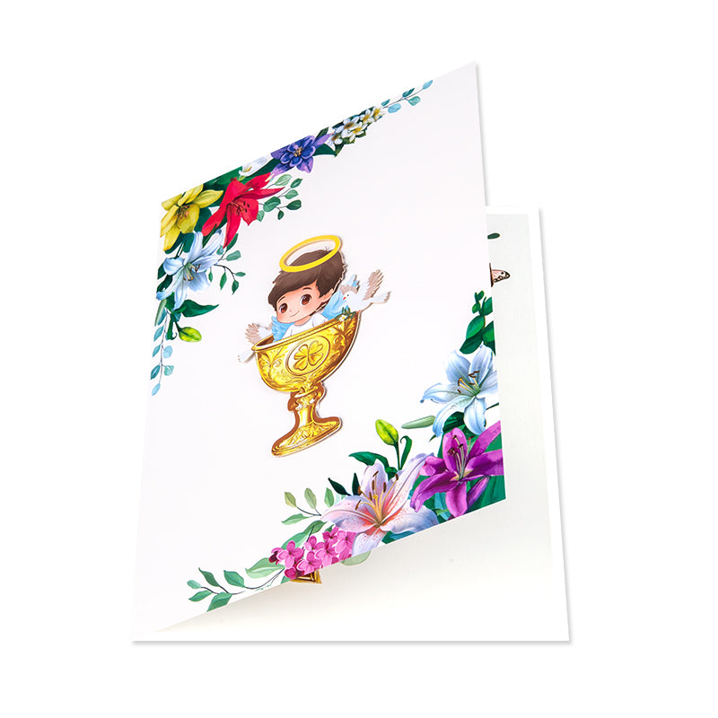 Blessed Beginnings Boy’s Baptism Pop Up Card