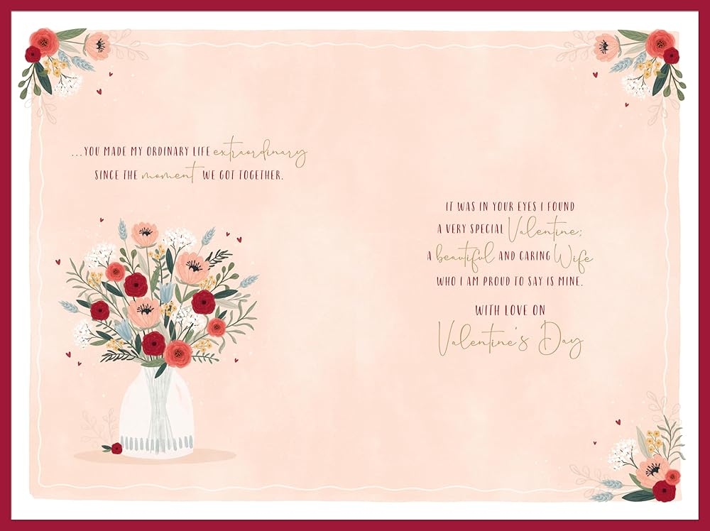 Vase Of Flowers Beautiful Wife Valentine's Day Card