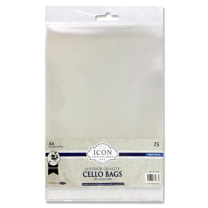 Pack of 25 A4 Self Seal Cello Bags by Icon Occasions