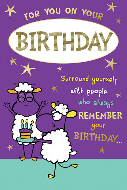 For You On Your Birthday Cute Sheep Design Open Witty Words Card