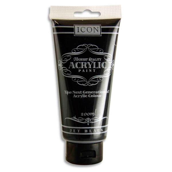Black Acrylic Paint 200ml by Icon Art