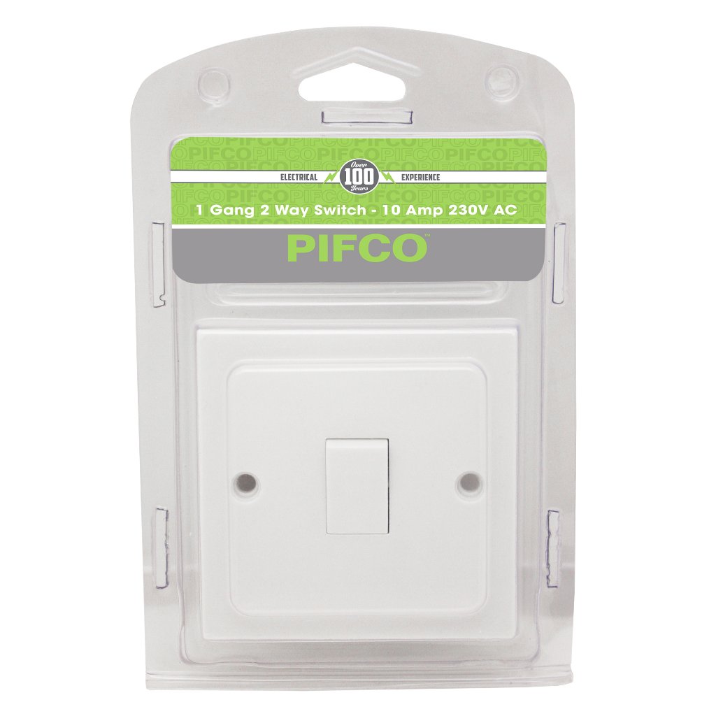 1 Gang 2 Way Wall Switch - 10Amp 230V A.C by Pifco