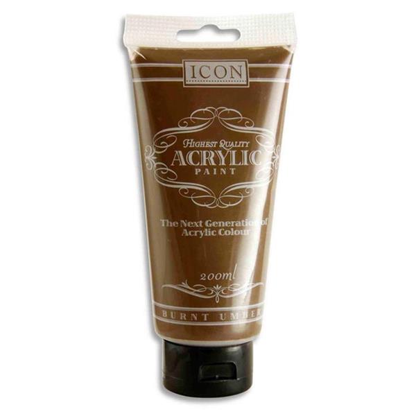 Icon Acrylic Paint 200ml Burnt Umber Brown