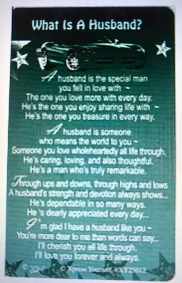 What Is A HUSBAND Nice Verse Xpress Yourself Keepsake Wallet Purse Greeting Card