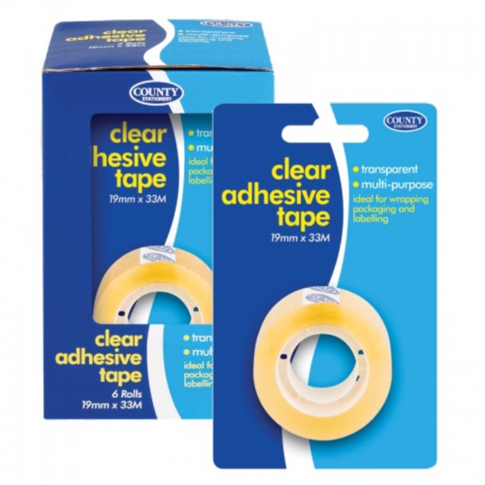Pack of 12 Clear Adhesive Tape 9mm x 33M