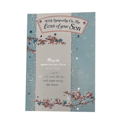 With Sympathy On Loss of Your Son Silver Foiled Card