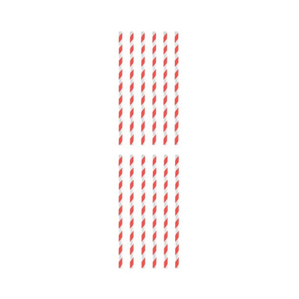 Pack of 12 Red And White Striped Paper Straws