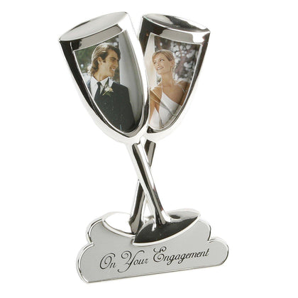 Juliana 2 Tone Silver Plated Frame Champagne Flutes On Your Engagement