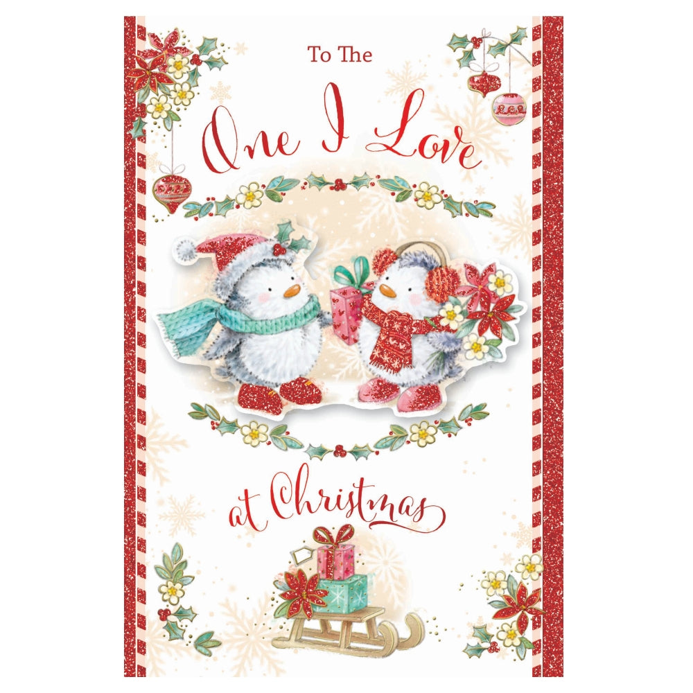 To The One I Love Penguins Festive Design Christmas Card
