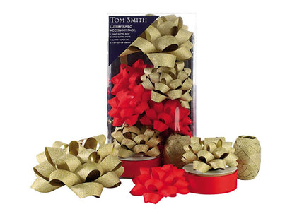 Pack of 12 Luxury Red and Gold Christmas Decoration Accessory Set