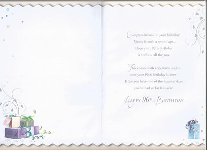 Best Wishes On 90th Birthday Gifts Design Open Celebrity Style Card