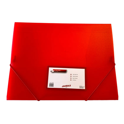 Janrax A4 Clearview Red 3 Flap Folder with Elasticated Closure