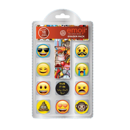 Pack of 10 Emoji Novelty Erasers