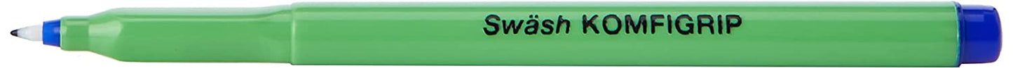 Pack of 12 Swash KOMFIGRIP Handwriting Blue Pens