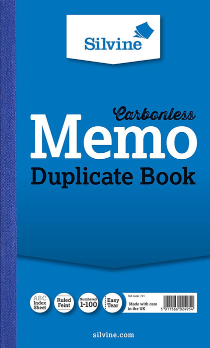 Carbonless Duplicate Memo Book 8.25