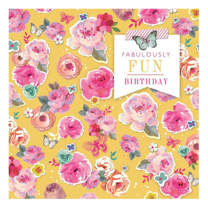 Pink Foil Finished Floral Fabulously Fun Birthday Card