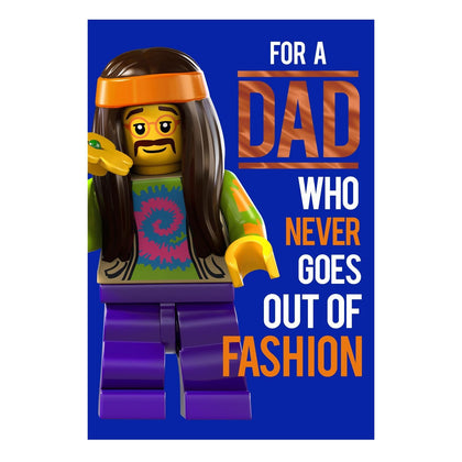 For a Dad Iconics Lego Design Open Greeting Card