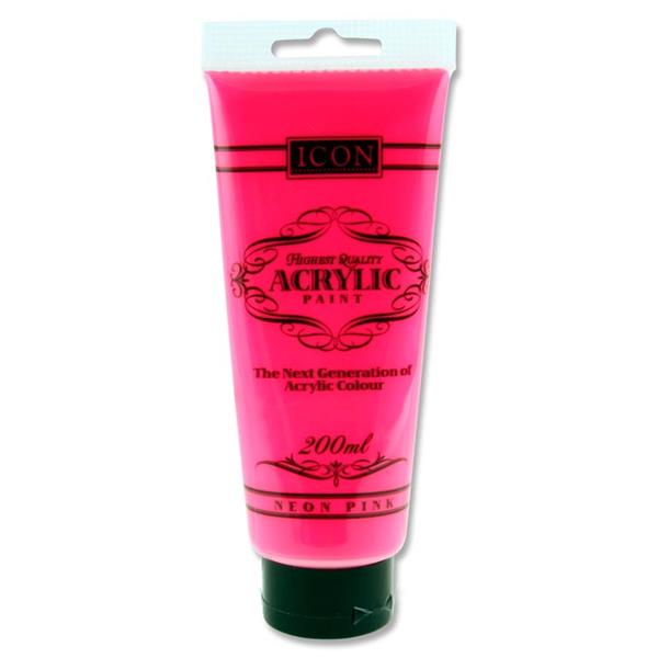 Icon Acrylic Paint 200ml Neon Pink
