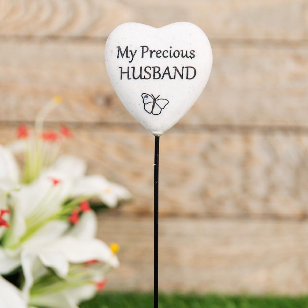 Graveside Plaque Thoughts Of You Resin Heart on Stick - Husband