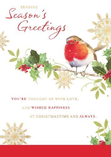 Box 12 Traditional Christmas Cards with Gold Foil 2 Designs Per Pack - Xmas